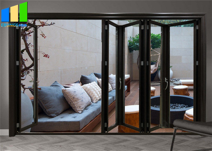 Porte Bifold di vetro della fisarmonica del patio della struttura di alluminio esteriore del nero