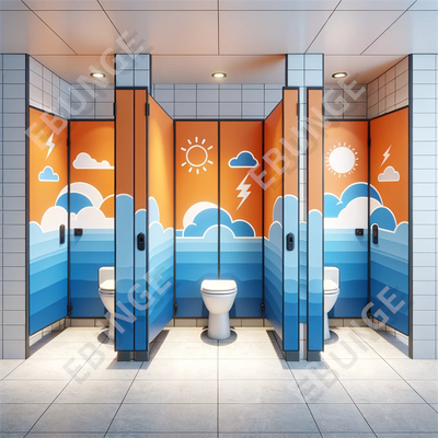 Pareti divisorie per bagni laminate a pressione anti-graffiti montate sul pavimento