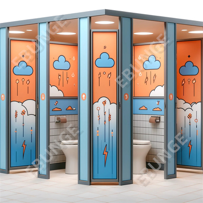 Pareti divisorie per bagni laminate a pressione anti-graffiti montate sul pavimento
