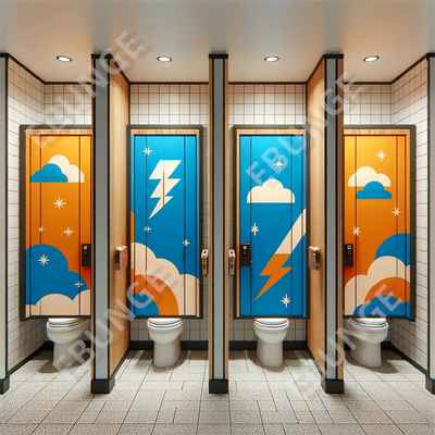 Pareti divisorie per bagni laminate a pressione anti-graffiti montate sul pavimento