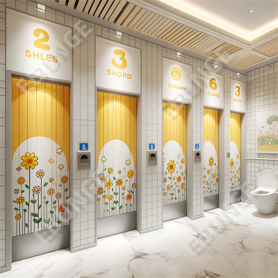 Moderno bagno pubblico con porte a cerniera e facile installazione