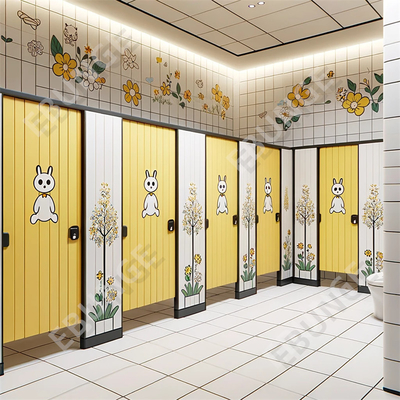 Moderno bagno pubblico con porte a cerniera e facile installazione