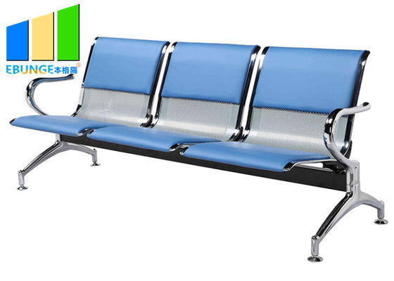 Sedie aspettanti di cuoio dell'aeroporto d'acciaio commerciale del banco 3-Seater