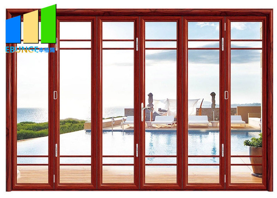 Porta Bifold piegante rossa della pila di vetro del patio esteriore con la struttura di alluminio